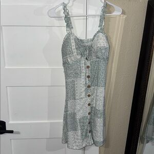 Green and White Button-Down Dress